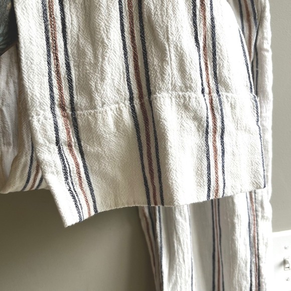 Jolt Striped Shorts Womens L Large Casual Summer Boho Beige Brown Blue Linen - Picture 15 of 16